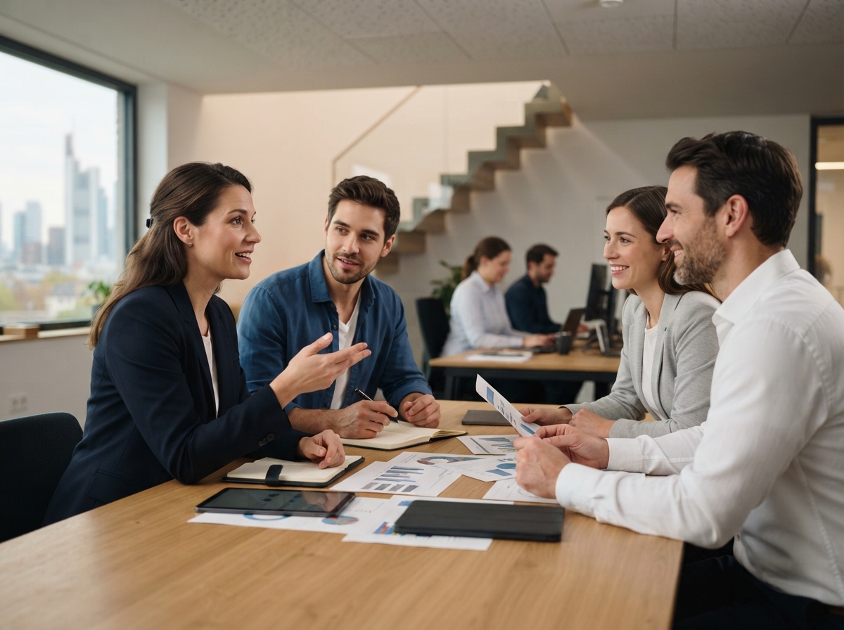 Deutrapex Team bei der Auswertung von Marktdaten im Büro